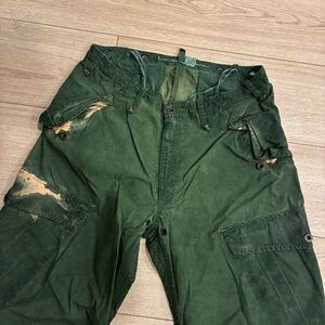 NEW Rogan Men’s Bleached Green Cargo Pant Distressed Funnel Size 31x30